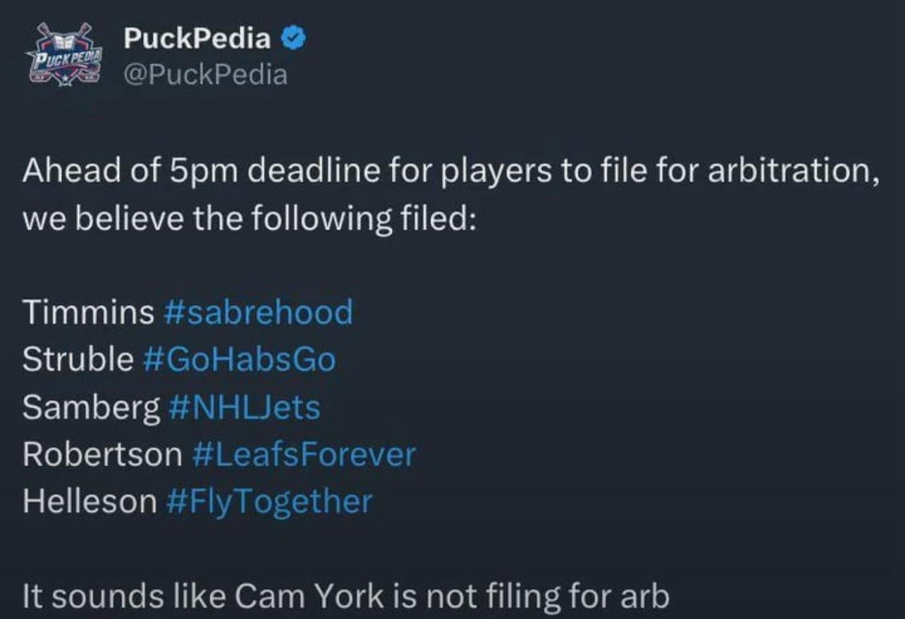 Looks like Samberg is headed towards arbitration
