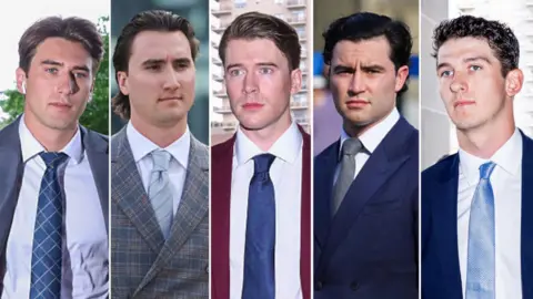 Reuters Composite photo of the five men arriving at court on Thursday