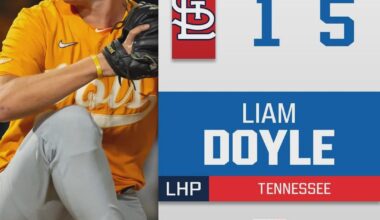 With the fifth pick of the 2025 MLB draft, the St. Louis Cardinals select LHP Liam Doyle out of the University of Tennessee