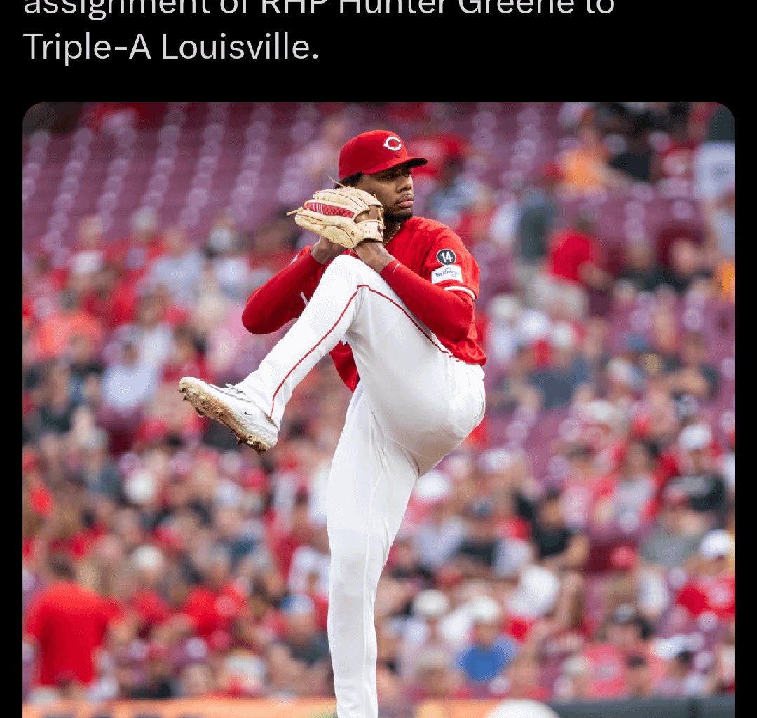 [Reds] Hunter Greene's rehab assignment transferred to Triple-A Louisville
