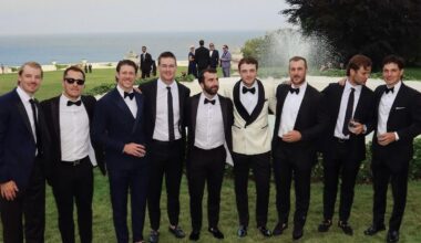 [@daniellepulock] A few handsome fellas at Noah Dobson’s wedding