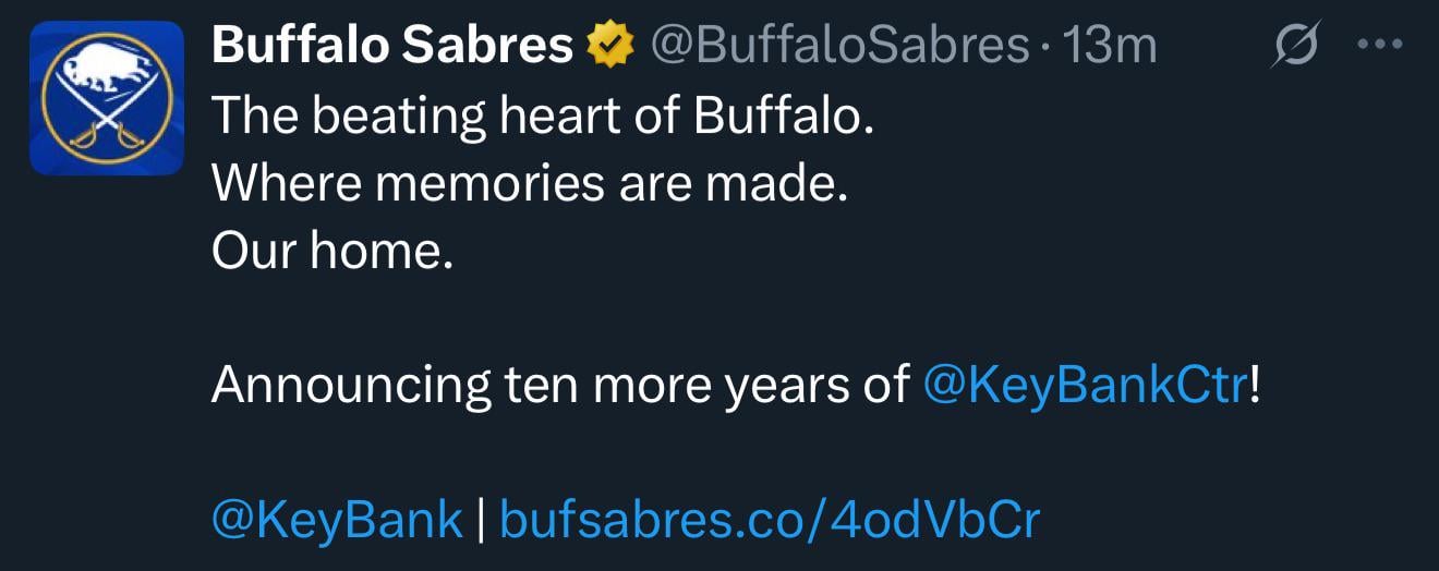 Sabres announce 10 more years of Keybank Center