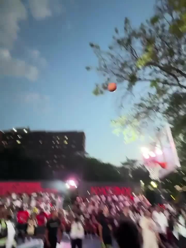 Fitness Model Luka Doncic pulls up to Dyckman Park in NYC and nails a trick shot from the stands