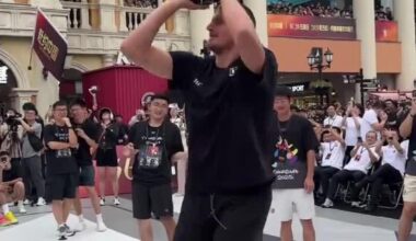 Nikola Jokić shooting competition against his brother Nemanja during a tour in China