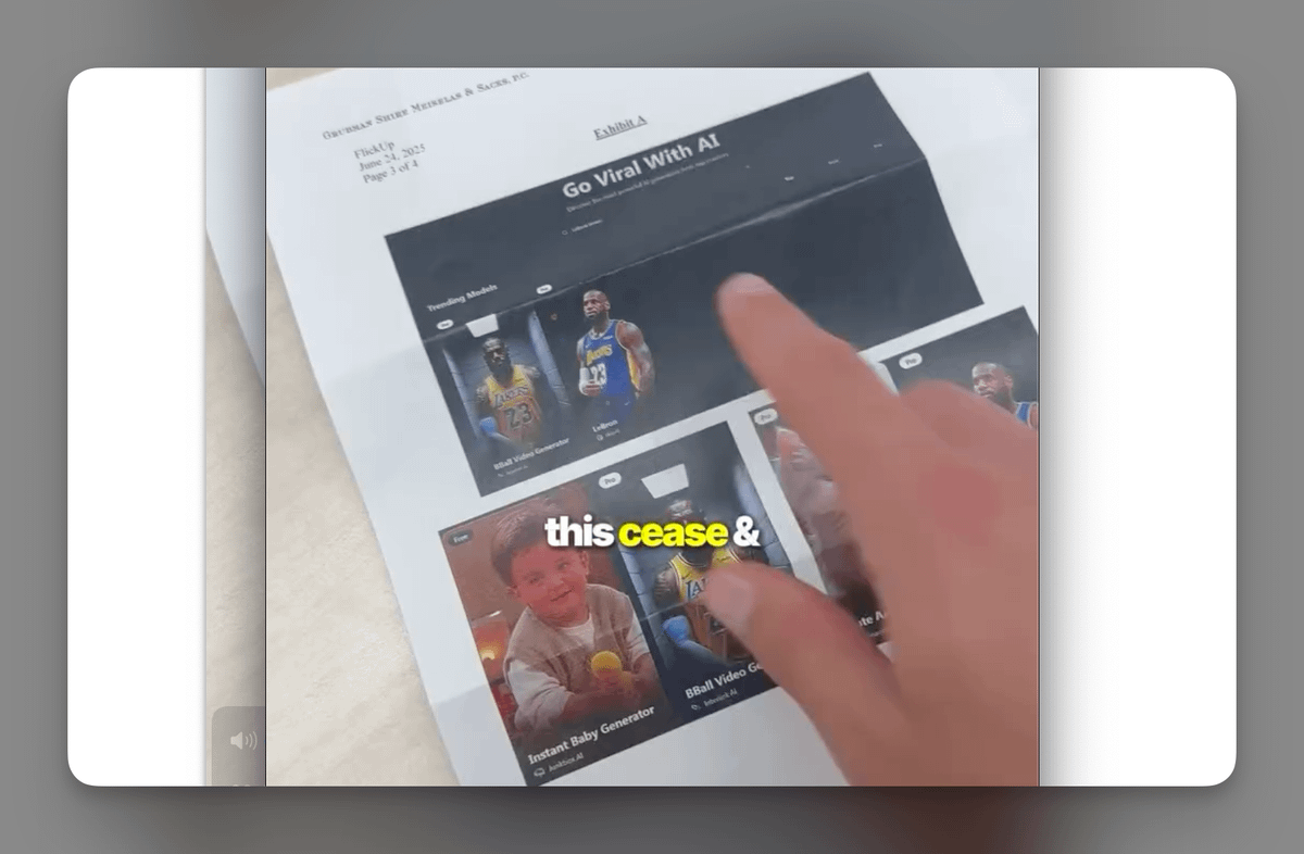 [Koebler]LeBron James' Lawyers Send Cease-and-Desist to AI Company Making Pregnant Videos of Him