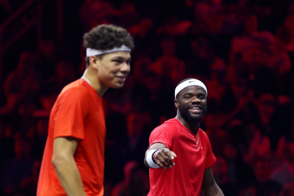 Frances Tiafoe and Ben Shelton play doubles together at the 2024 Laver Cup