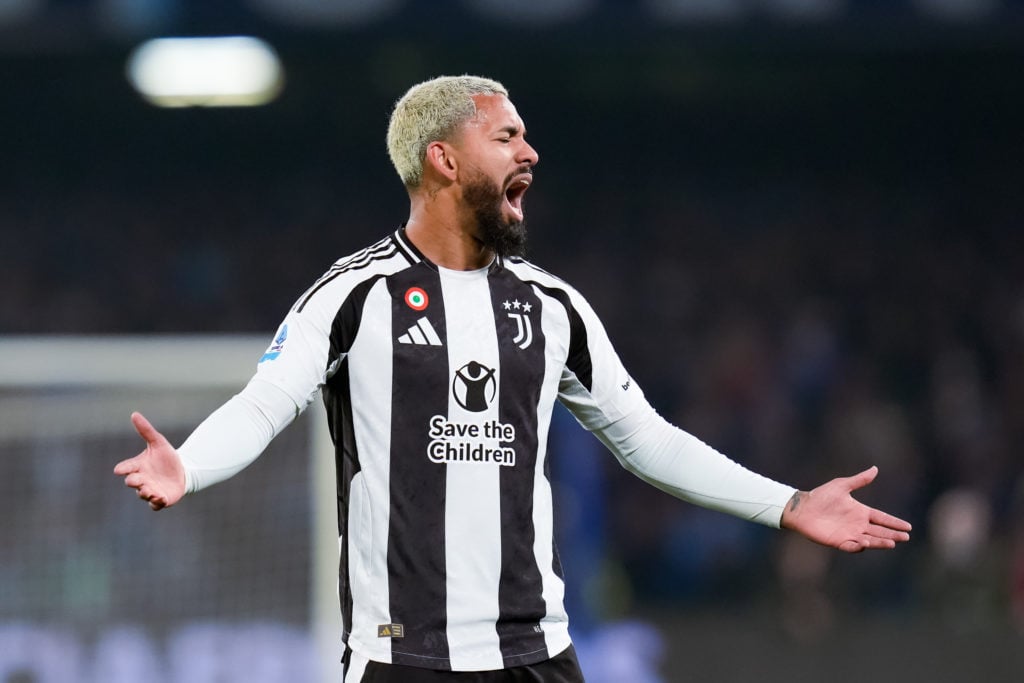 Douglas Luiz appears frustrated while in action for Juventus.