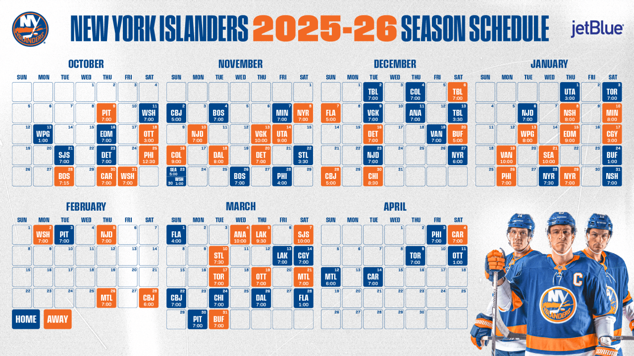 Islanders Announce 2025-26 Regular Season Schedule