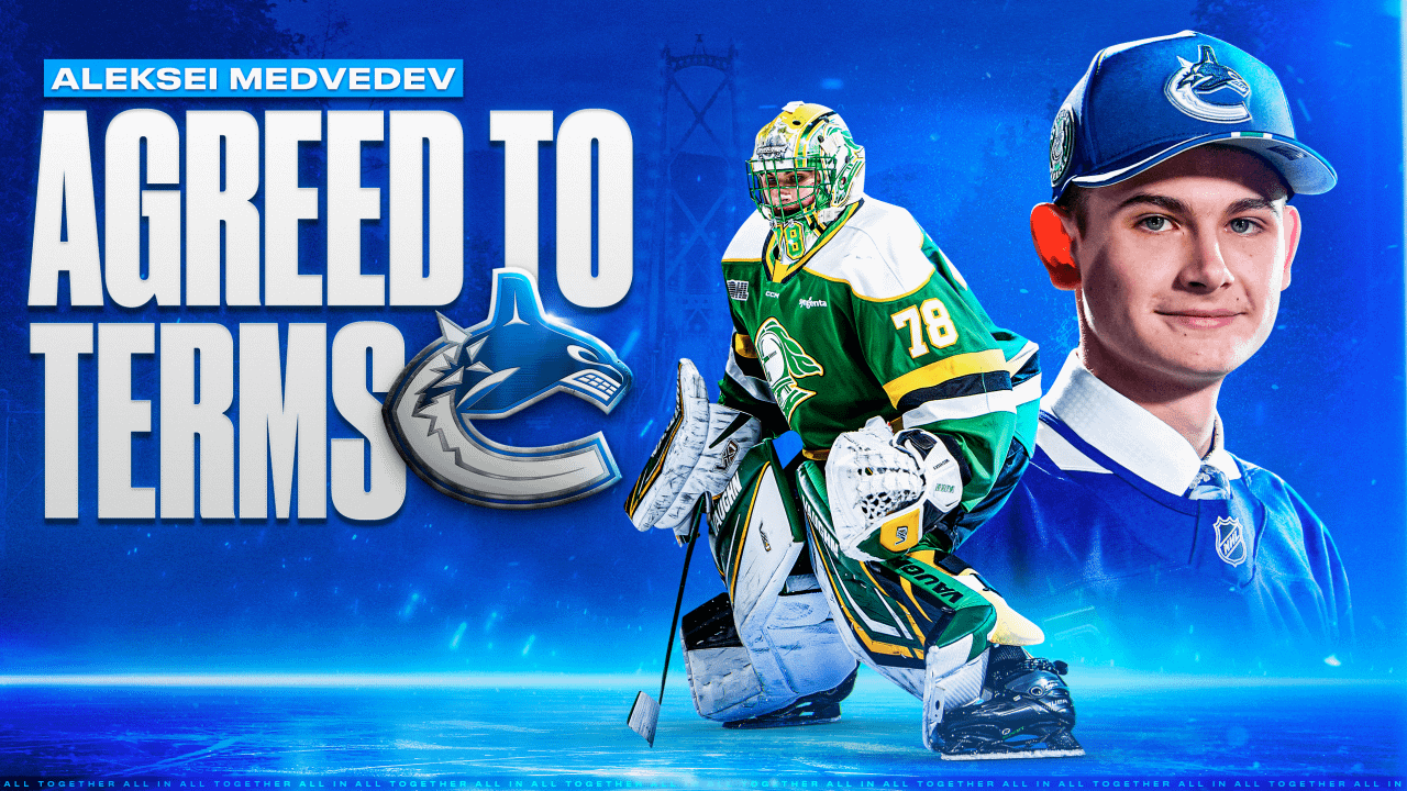 Vancouver Canucks agreed to terms with goaltender Aleksei Medvedev on a three-year, entry-level contract