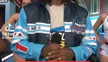 Derrick Rose starts off the Nascar race in downtown Chicago