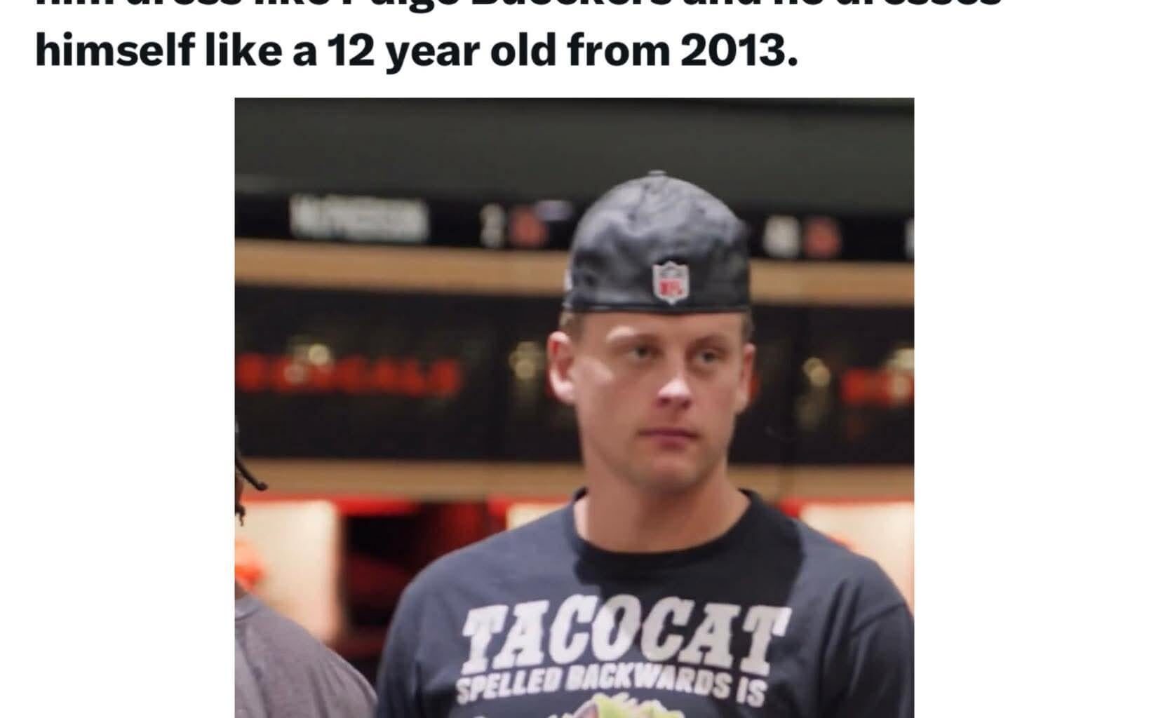 Joe Burrow’s shirt 😂