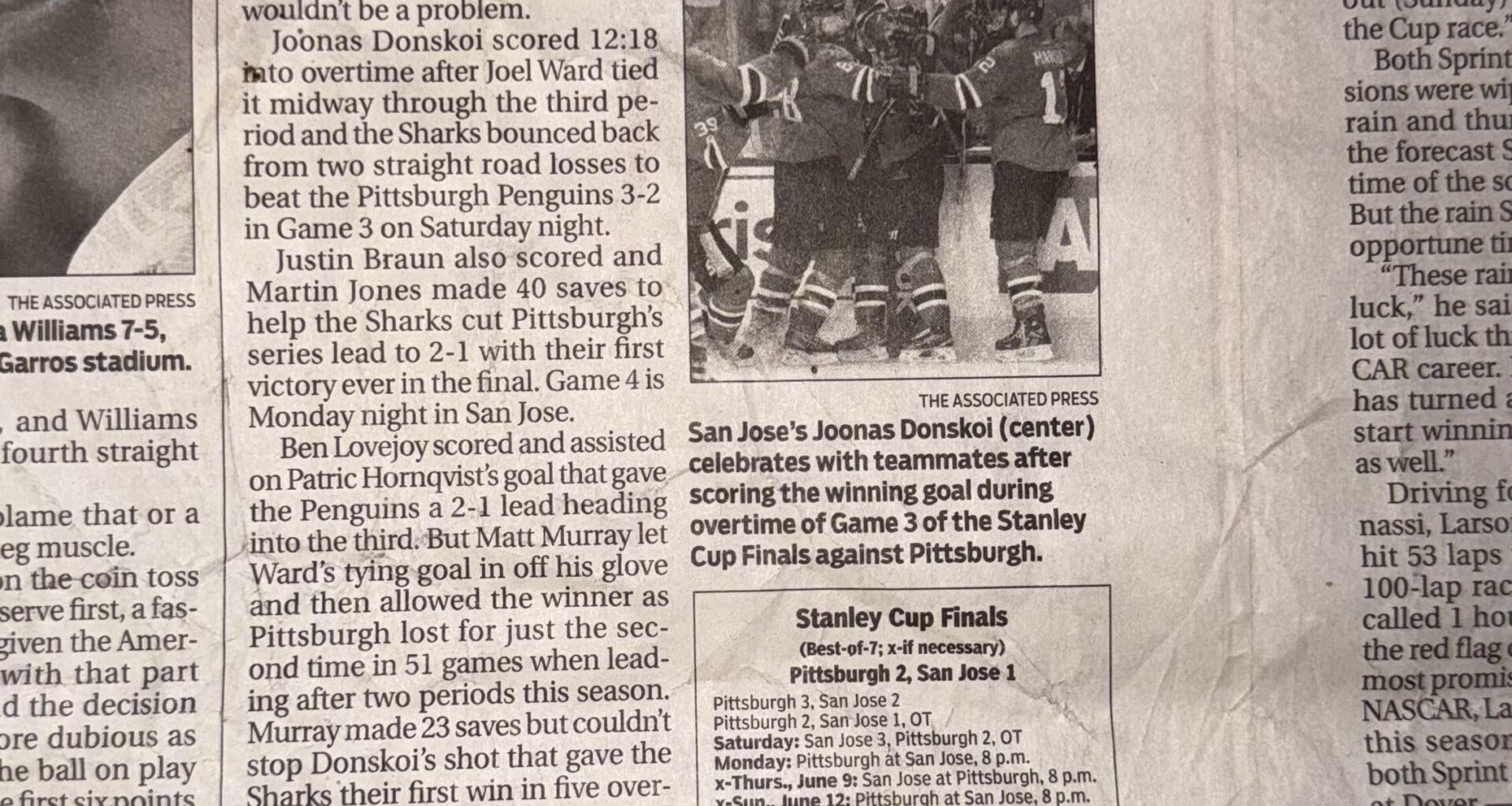 Sunday Paper, June 2016 : Sharks vs Pens Stanley Cup Finals