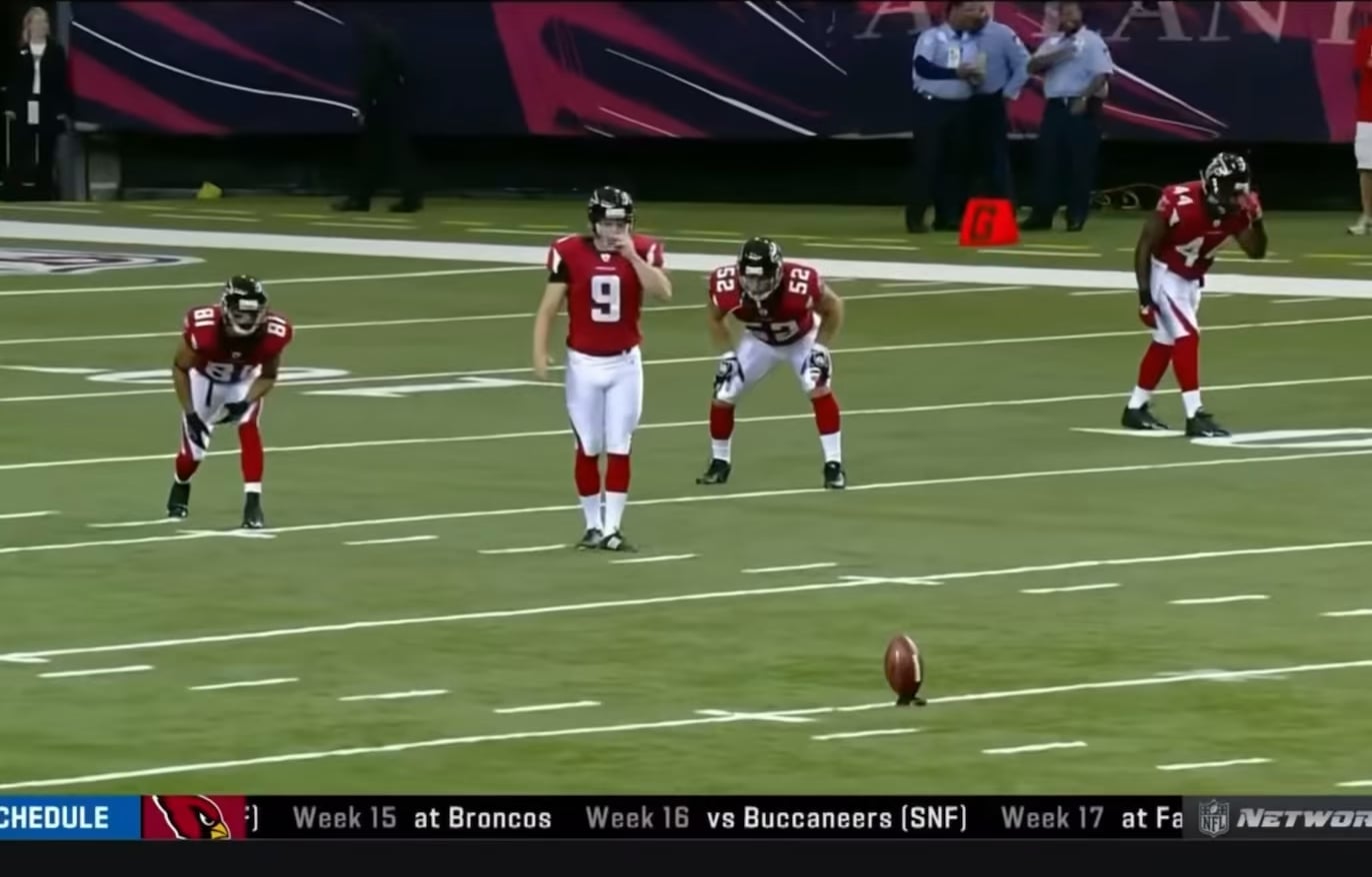 Very Random Steelers Play of the Day: Santonio Holmes almost takes it to the house before getting tripped up by Falcons kicker Michael Koenen (October 22, 2006)