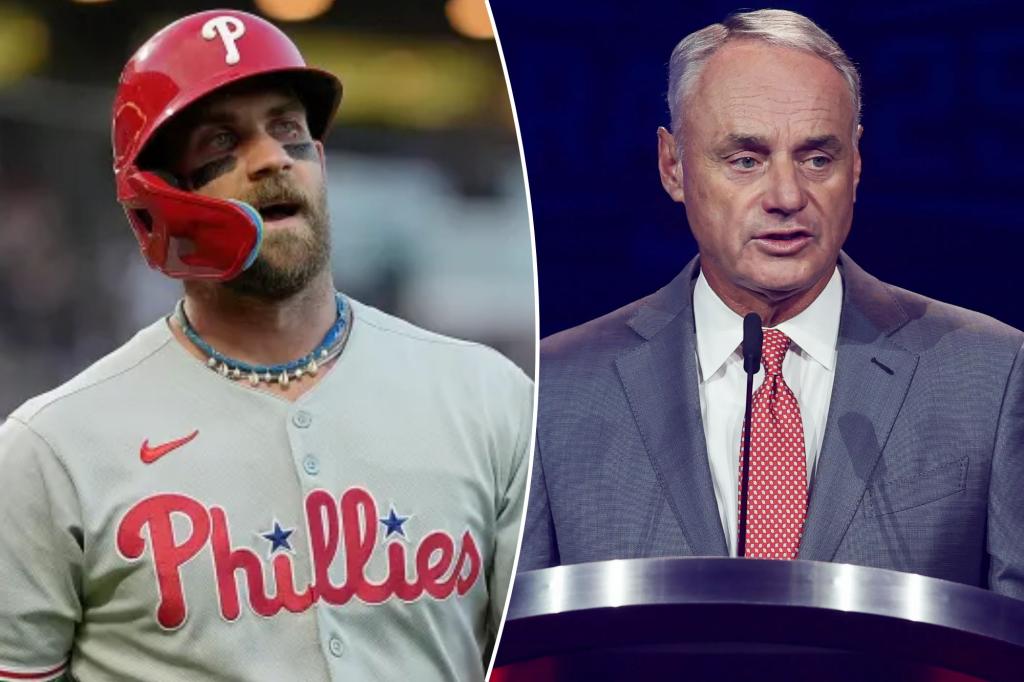 Rob Manfred, Bryce Harper have heated blowup in clubhouse