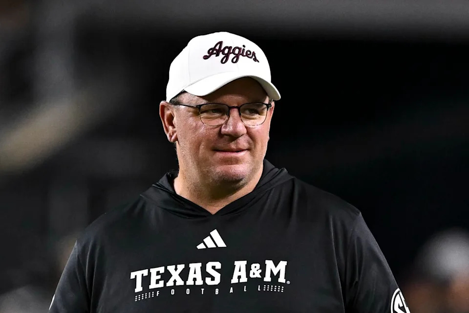 Texas A&M football head coach Mike Elko. Maria Lysaker-Imagn Images