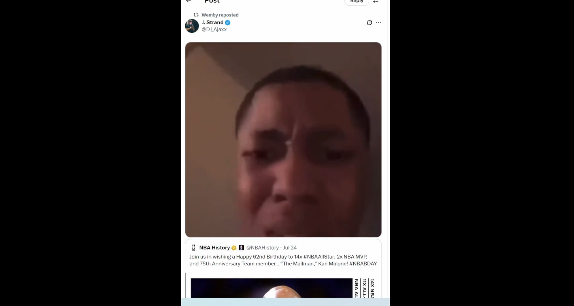 Wemby's retweet on Karl Malone 💀