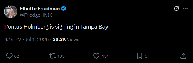 Pontus Holmberg to the Bolts