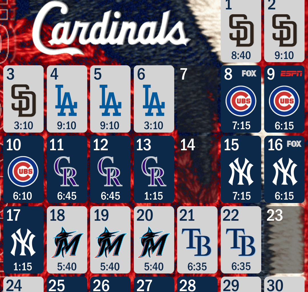 August Schedule Lockscreens