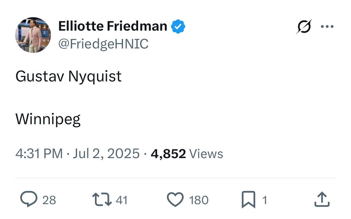 [Friedman] Gustav Nyquist to Winnipeg