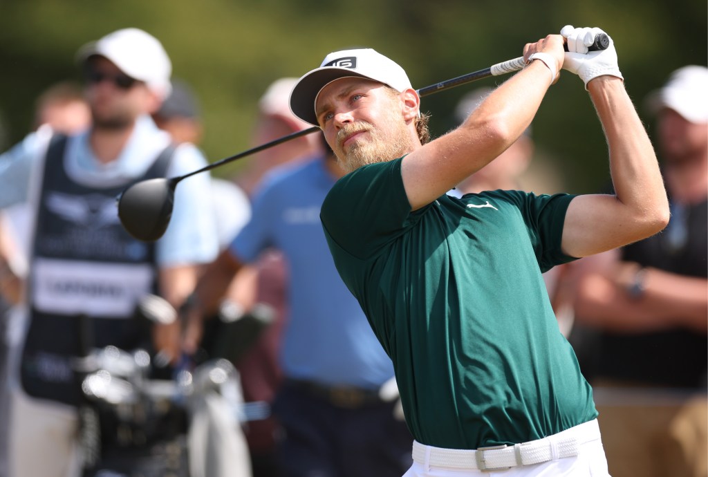 Kristoffer Reitan of Norway teeing off at the Genesis Scottish Open.