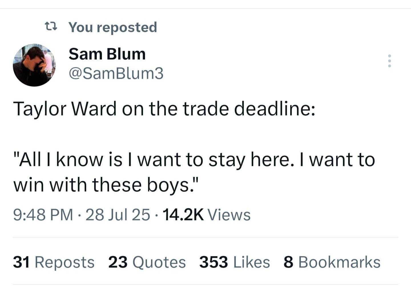 Taylor Ward wants to stay with the Halos