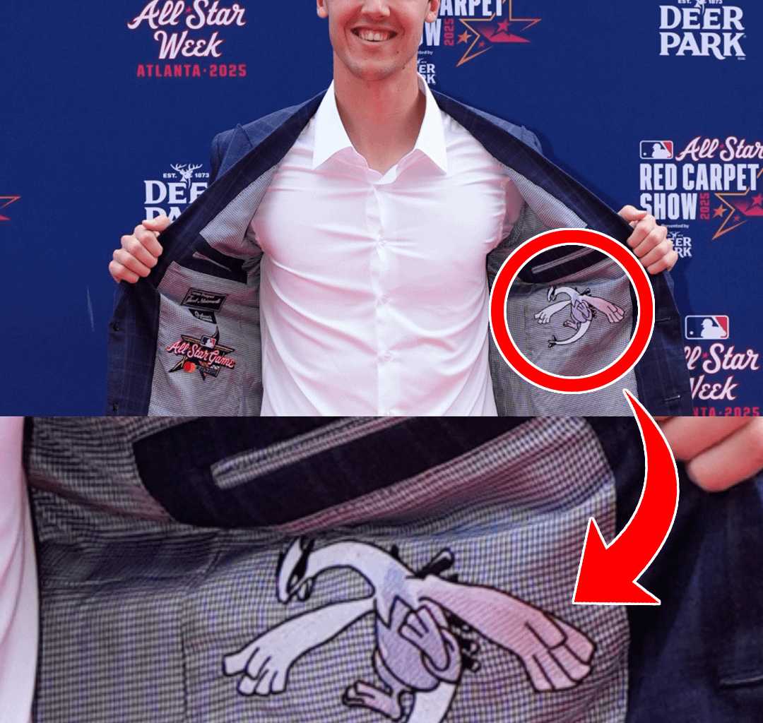 Brewers pitcher Jacob Misiorowski had the Pokémon Lugia on the inside of his suit jacket for the All-Star Red Carpet