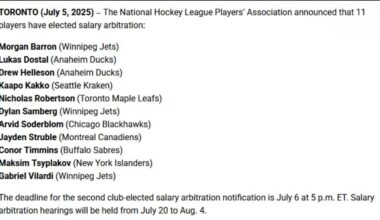 The deadline to file for arbitration has passed,  11 players have elected to go to arbitration