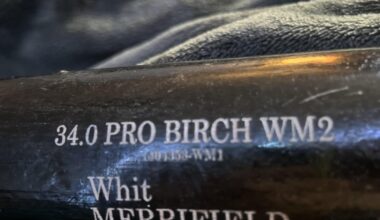 Whit Merrifield bat from his time in the Storm Chasers