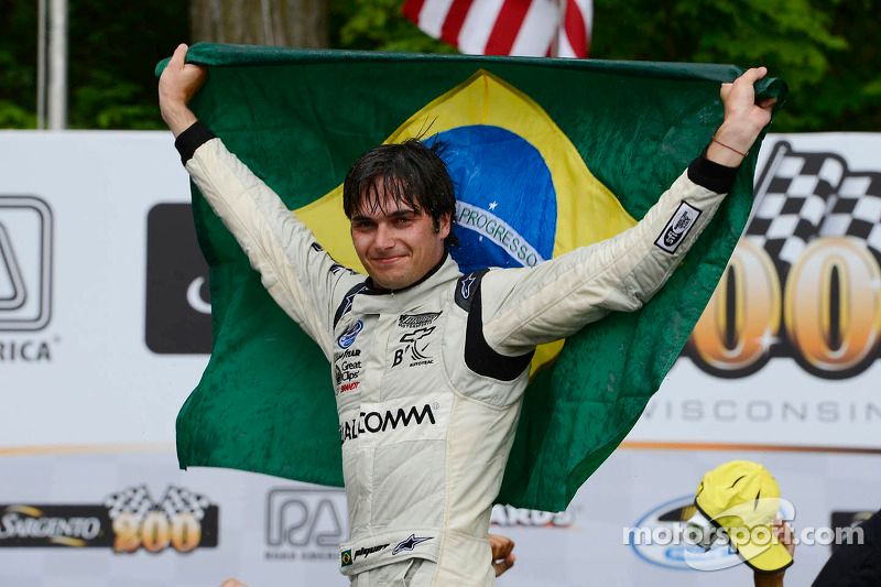 Victory lane: race winner Nelson Piquet Jr. celebrates