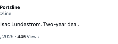 CBJ sign C Isac Lundestrom