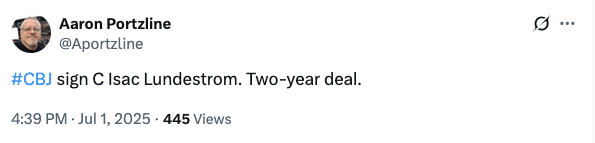 CBJ sign C Isac Lundestrom