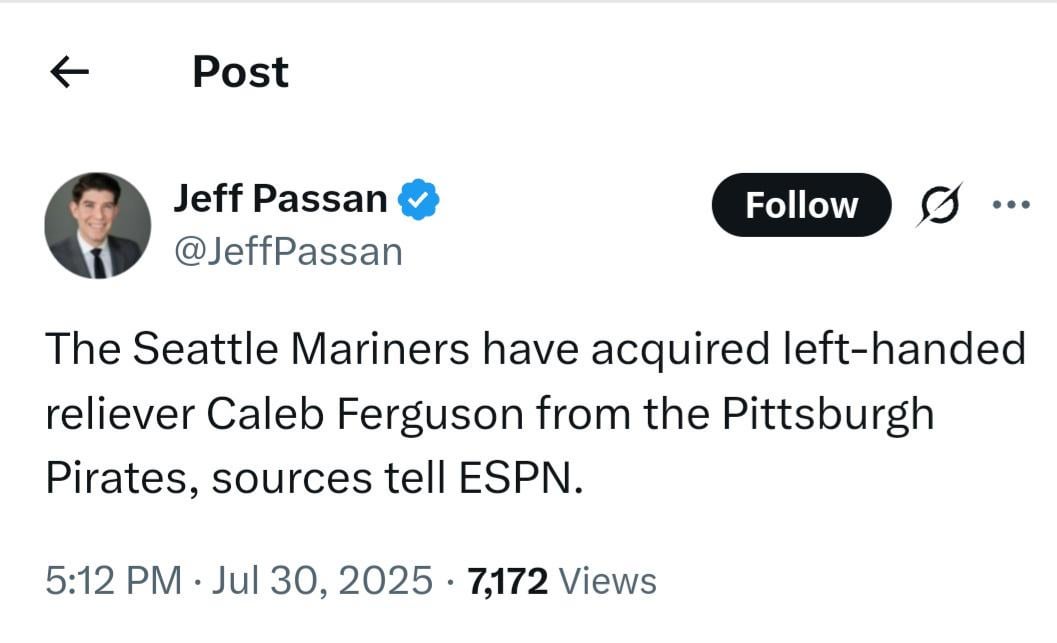 Caleb ferguson traded to seattle.