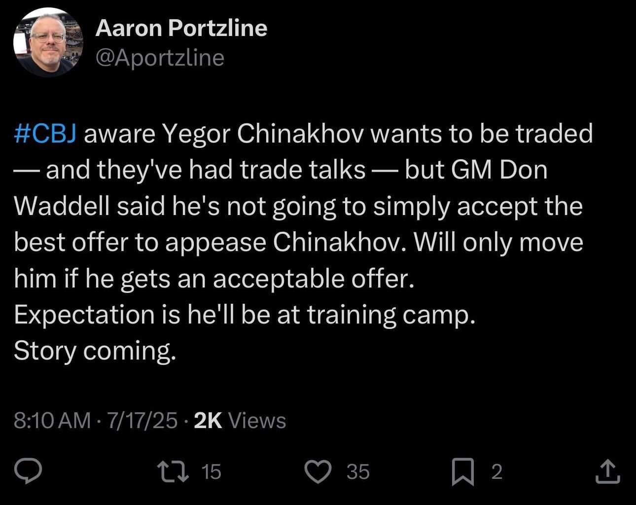 Follow up from Portzline