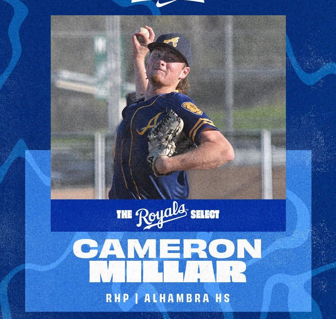Royals draft Cameron Millar (RHP, Alhambra [CA] HS) with the 97th overall pick.