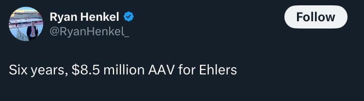 [Henkel] Six years, $8.5 million AAV for Ehlers