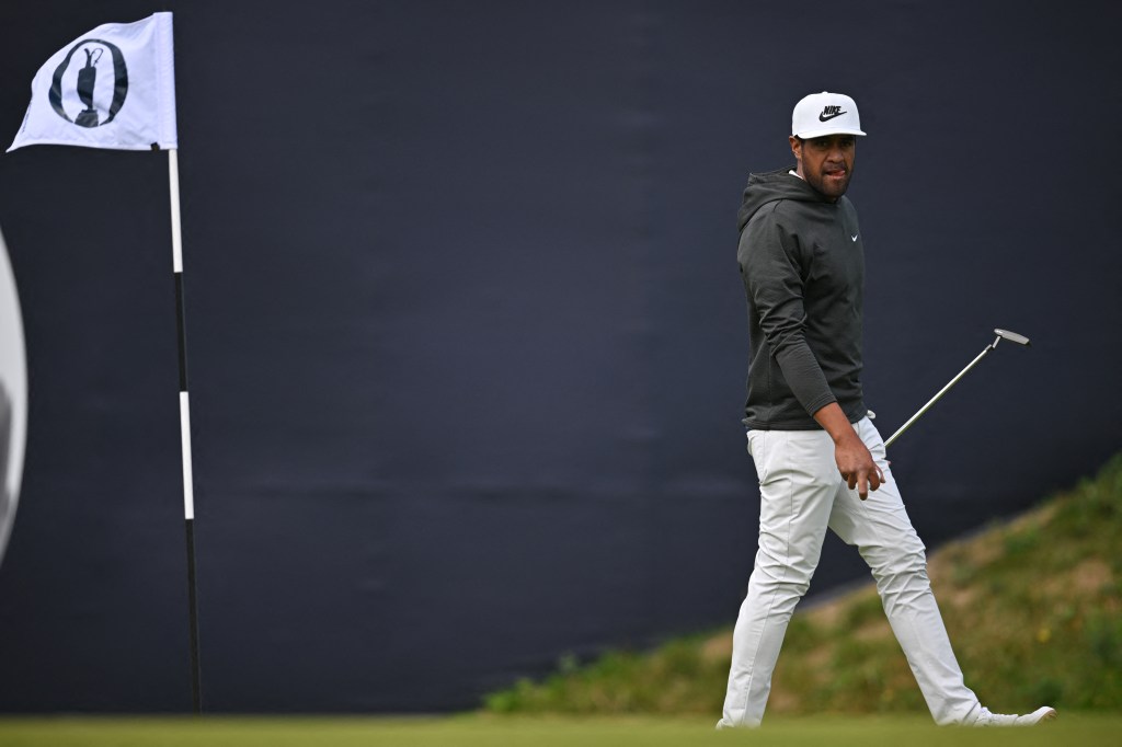 Tony Finau during a practice round at Royal Portrush.