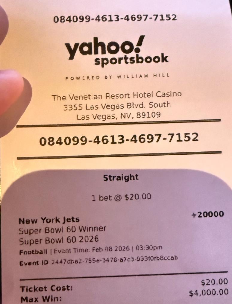 Winners bet for Jets to win the Super Bowl