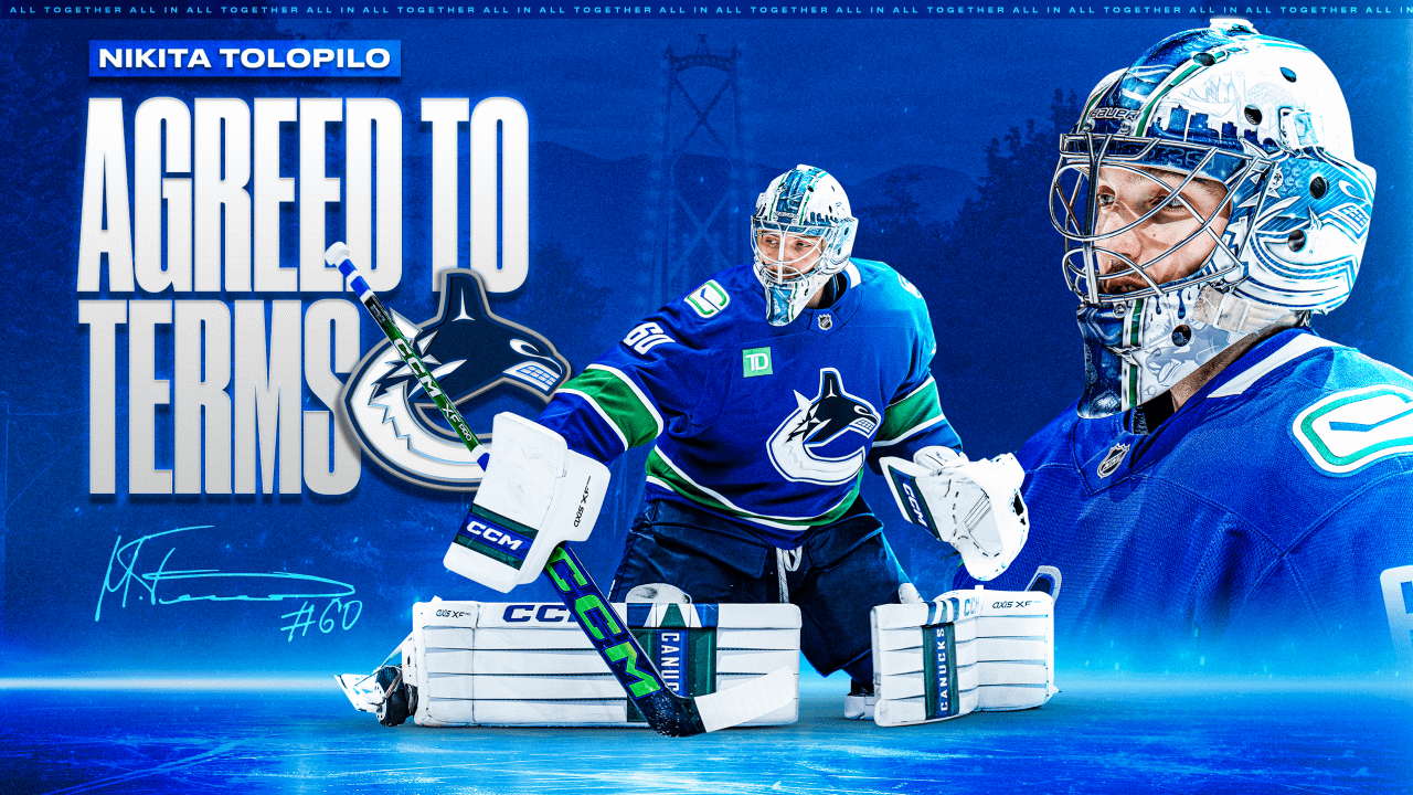The Canucks have agreed to terms with goaltender Nikita Tolopilo on a two-year, two-way contract.