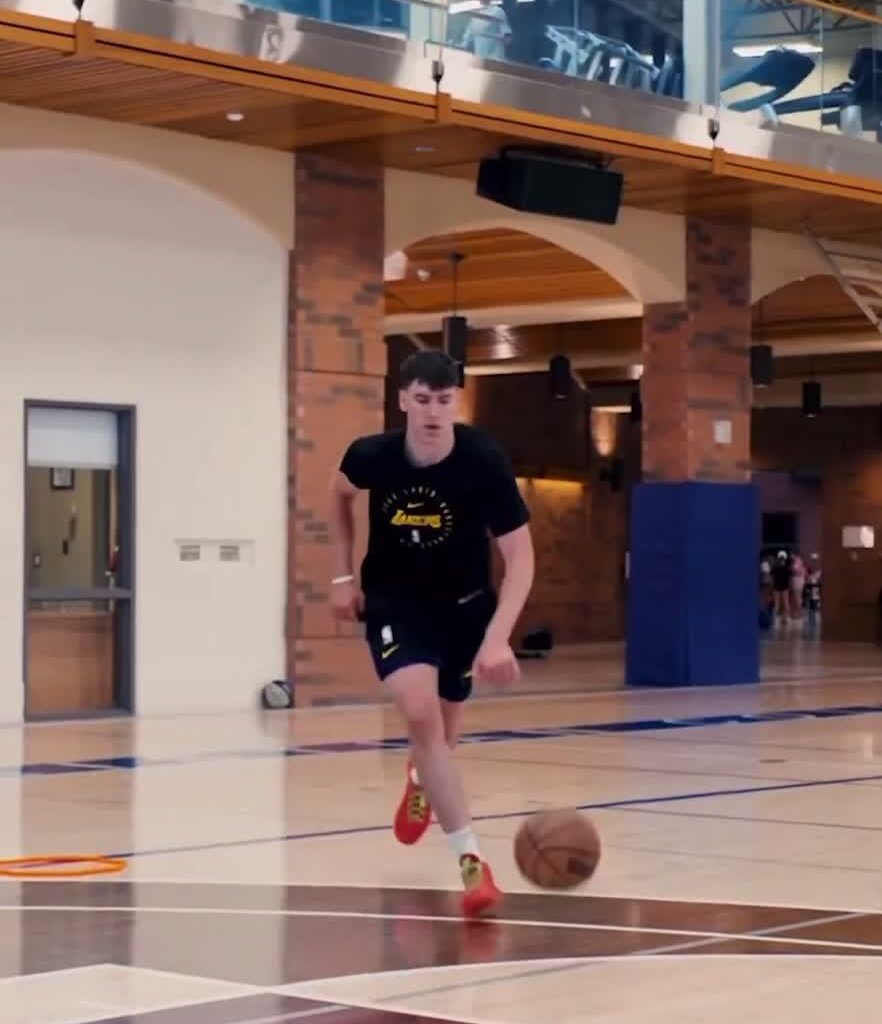 Jake LaRavia posts his first work out video in Lakers gear