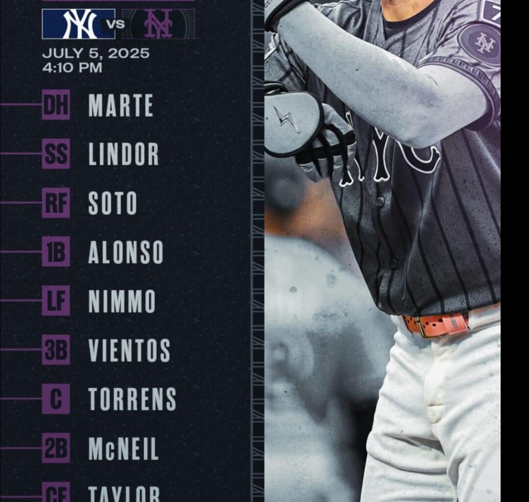 Lineup 07/05 vs. Yankees