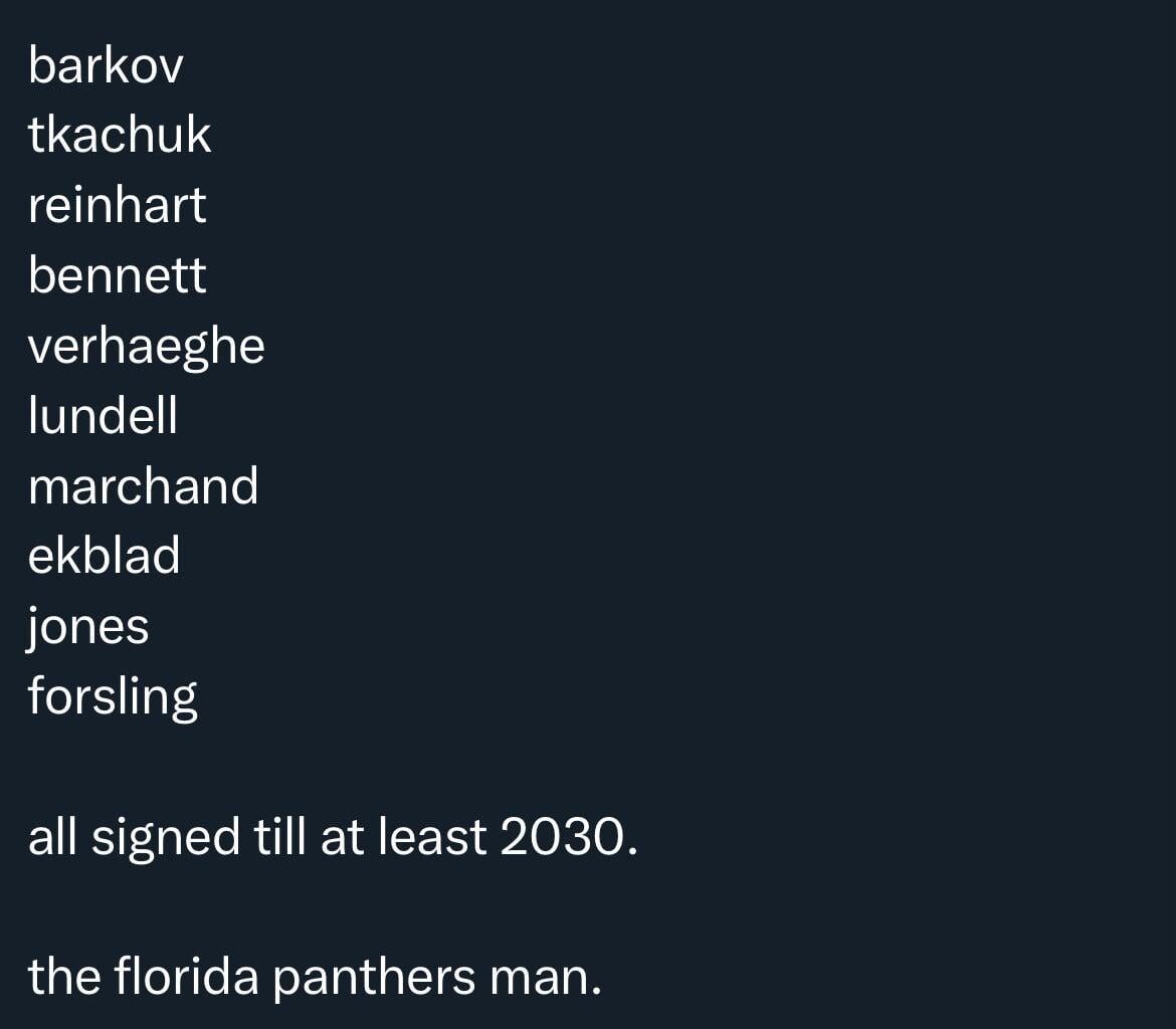 Panthers winning the timing lottery with the cap increase. Flat cap dismantled our team after our cup runs 😩