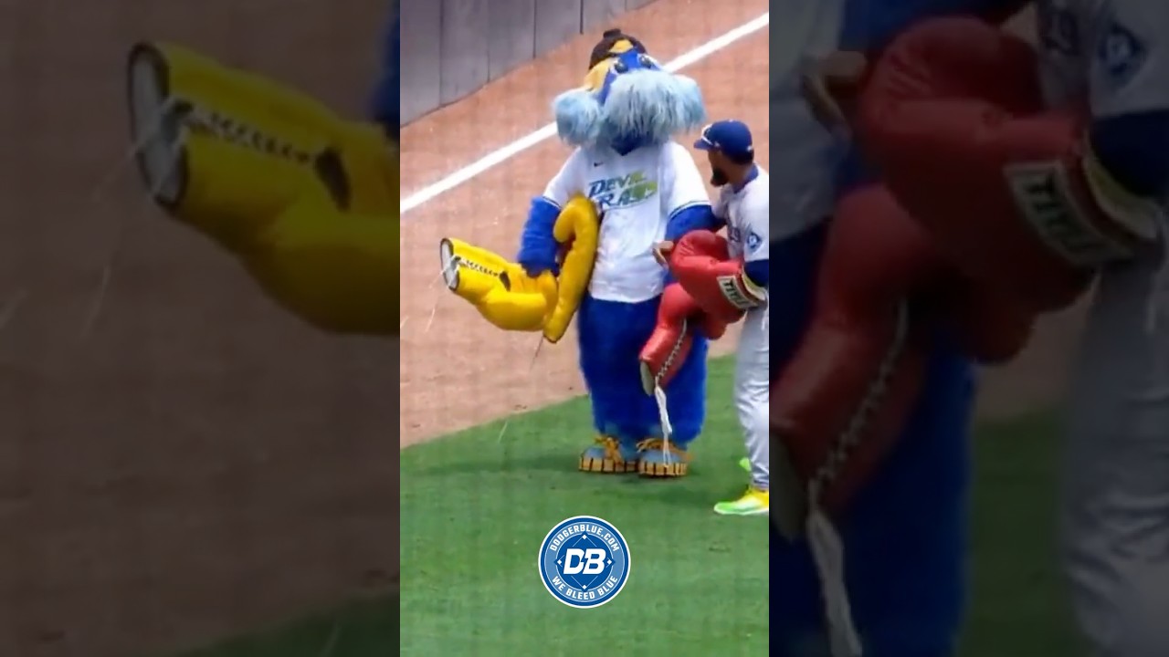 🥊 Teoscar Hernández knocks out #Rays mascot Raymond! 😂 #Dodgers
