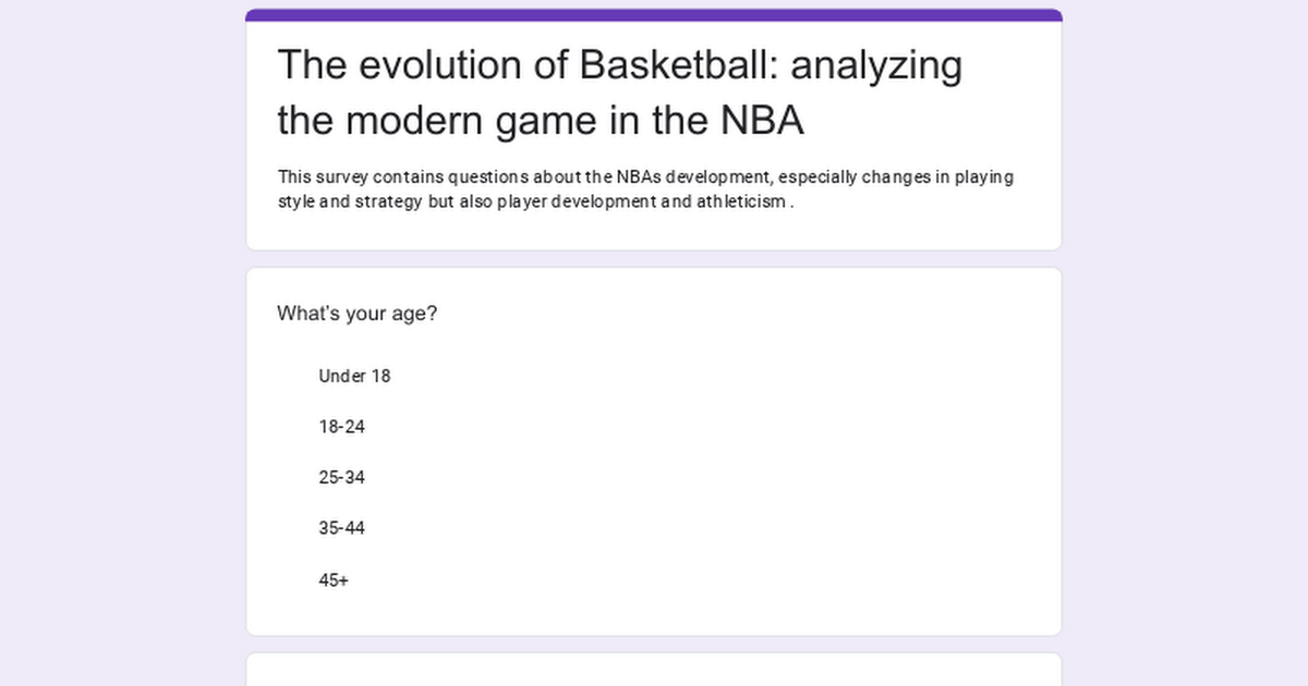 Please fill out this short survey about the evolution of basketball for my seminar paper