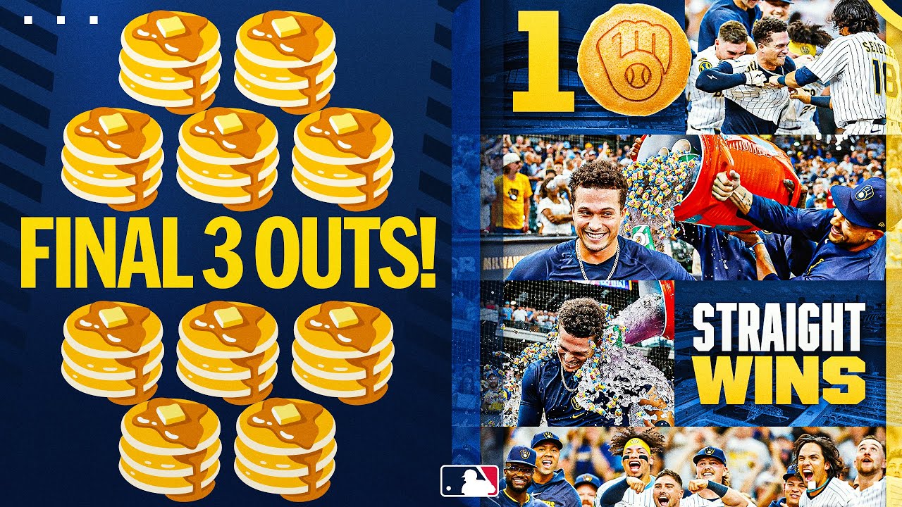 FINAL 3 OUTS of the Milwaukee Brewers' 10th straight win! 🥞