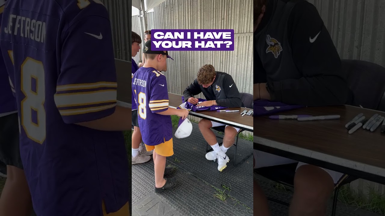 When J.J. McCarthy gives you his hat 🤯