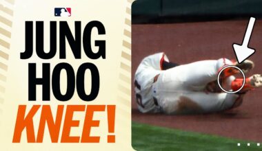 Jung Hoo Lee holds on WITH HIS KNEES to make a SPECTACULAR catch | 이정후 하이라이트