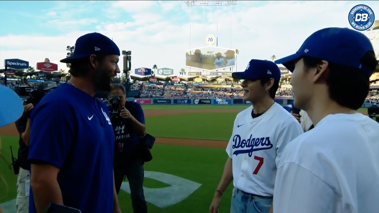 Dodgers pregame: Clayton Kershaw, Yoshinobu Yamamoto visit with V of BTS at Dodger Stadium
