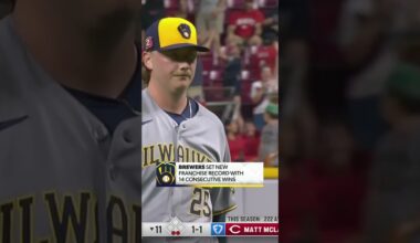 Brewers win their 14th straight game to set franchise record 🔥 #mlb #record