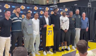 [Beacham] More than half of the Lakers’ roster, along with head coach JJ Redick, turned out on short notice to attend Luka Doncic’s press conference and congratulate him on his contract extension with the team.
