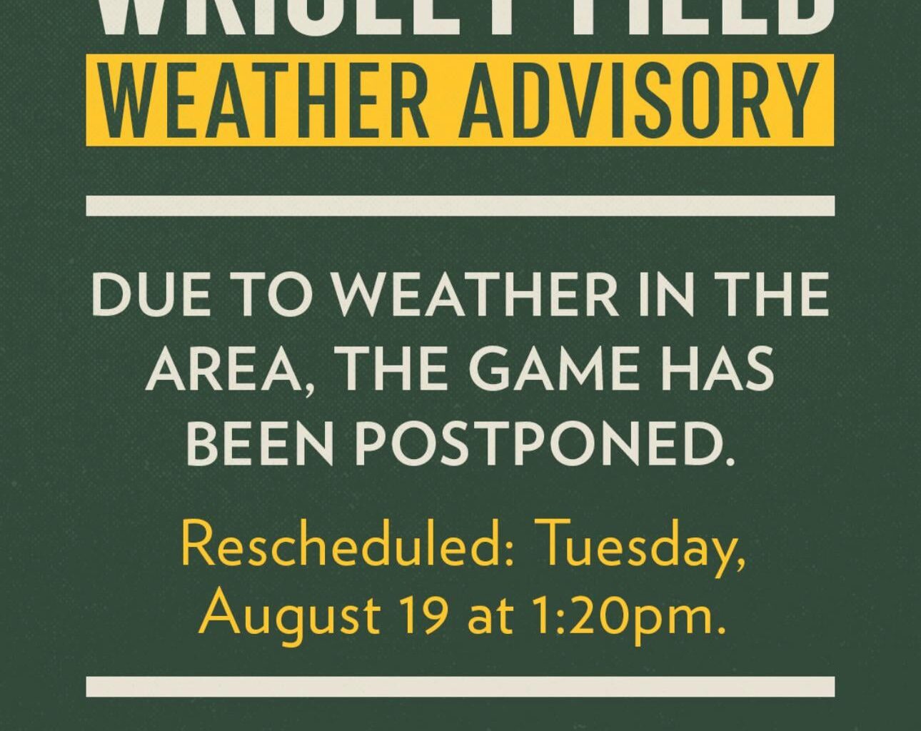Tonight’s game has been moved to tomorrow